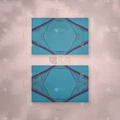 蓝绿色的名片与复古紫色装饰您的品牌。