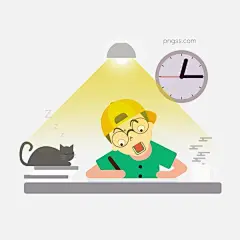 开学日熬夜写作业手绘插画图片大小2000x2000px 图片尺寸449.7 KB 来自PNG搜索网 pngss.com 免费免扣png素材下载！灯光#疯狂写作业#加班中#卡通手绘#开学日#猫咪#手绘插画#想睡觉#小清新#小学生#夜晚#