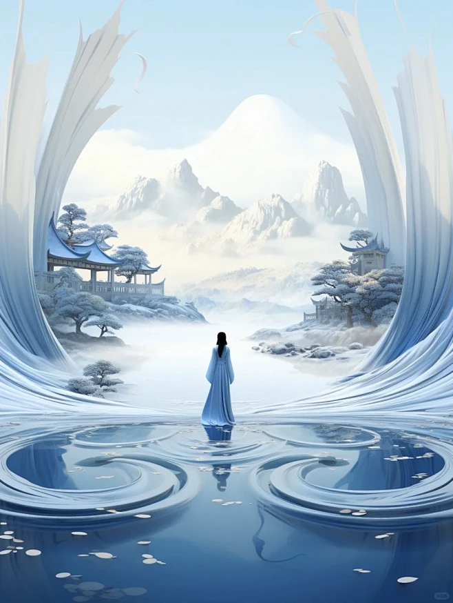 Midjourney ai 国风摄影 山水意境-花瓣网