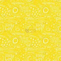 太空天文可爱卡通手绘无缝图案。装饰字体。矢量图