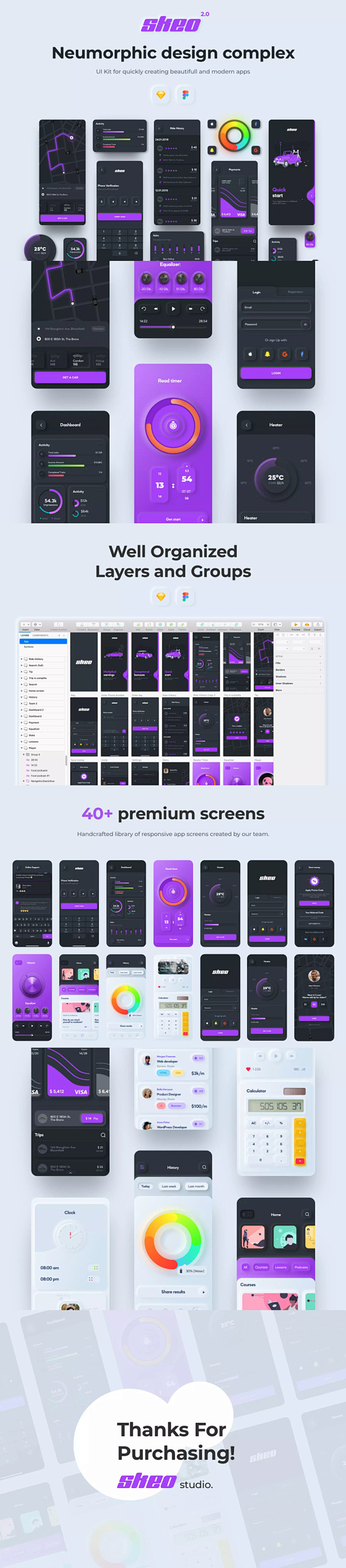  紫色配色方案拟物风格时尚APP应用UI...