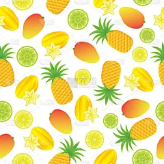 无缝背景的夏季插图与热带水果适合壁纸