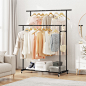 Amazon.com: Calmootey Double Rod Clothing Garment Rack,Rolling Hanging Clothes Rack,Portable Clothes Organizer for Bedroom,Living Room,Clothing Store,Black : Home & Kitchen