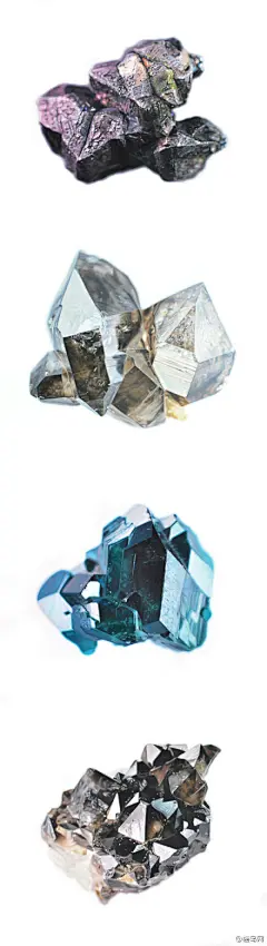 设计师Carly Waito 画在梅森耐特纤维板上的图案，画的分别是黄矿石，石英和维苏威石。