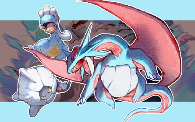 精灵宝可梦# 画暴飞龙录制了一个过程,p1是加速版