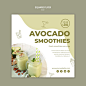 Avocado juice square flyer template Free Psd