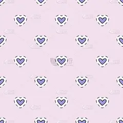 无缝模式与心在一个孤立的白色背景与黑色描边