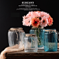 蓝色透明玻璃花瓶美式乡村地中海复古创意水培花瓶摆件 软装推荐-淘宝网