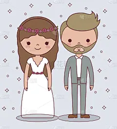卡通婚礼新人图标