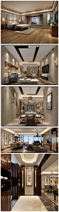 3D渲染中式效果图室内空间新中式高清客厅餐厅卧室卫生间厨房  (5)