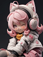 耳机少女丨猫耳粉发系列。超喜欢图3，看起来好乖～#midjo - 抖音