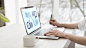 Freelancer working on laptop with mock-up Free Psd
