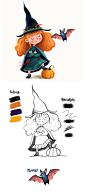 Little witch + illustration creation process : The little witch was very fond of pranks. One morning she again thought of something fun and magical.