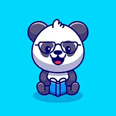看书的熊猫手绘卡通矢量插画矢量图设计素材
