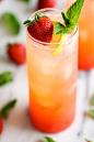 Sparkling Strawberry Lemonade - Wonderfully sweet, tangy, refreshing and bubbly. Plus, it's so easy and inexpensive to make right at home!