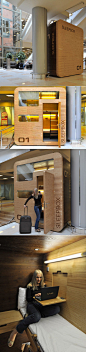 【睡眠盒子Sleep Box】俄罗斯Arch Group工作室的设计，面积不到4个平方，可以放置在机场、商场等公共场合，非常适合旅途中需要休息的人。你也需要随身携带一张床吗？--> 玩创意必上的一个网站：@涂格网