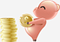 搬着金币的小猪_新图网 https://ixintu.com 矢量 粉色小猪 小猪存钱罐 金币 搬金币