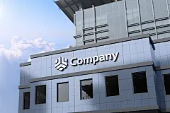 高端大气企业大楼面3D立体logo标志智能贴图样机模板设计素材3507-淘宝网