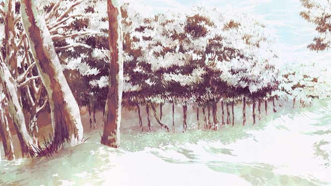 冬日森林背景素材 - 优动漫 动漫创作支...
