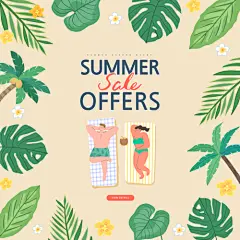 夏天公园草坪露营海边沙滩冲浪游泳玩耍插画海报ai矢量设计素材-淘宝网