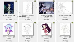 卡通动漫人物线稿彩色对比图漫画手绘插画彩铅临摹上色临摹素材4-淘宝网