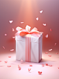 a white rectangular envelope floating in the air, pink ribbon, light hits from the left, c4d, blender, behance, high definition, super detail,8k