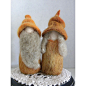 Autumn Toned Needle Felted Wool Gnome Couple