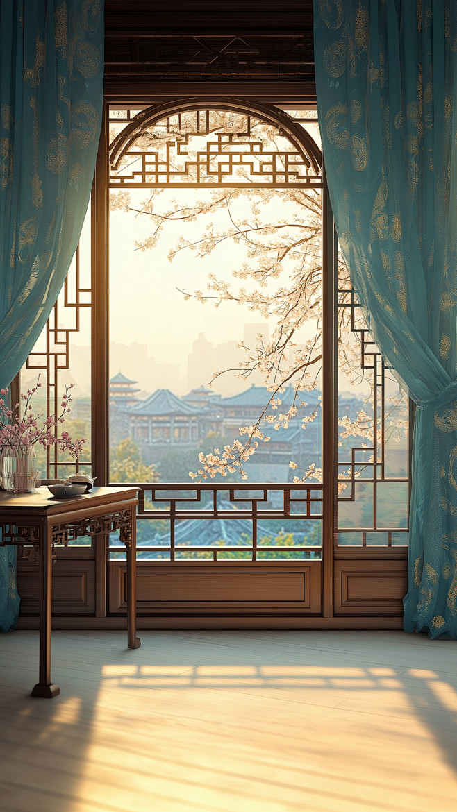 花瓣素材_中国风通用古风窗景底图背景_1...