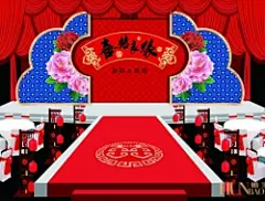 红色系中式皇家宫廷主题婚礼背景套系+HBH+PS+AI婚礼设计源文件