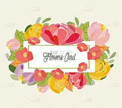 束鲜花。花框. .鲜花贺卡