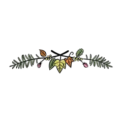 夏日清新绿色树枝花边