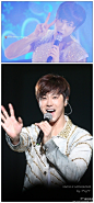 【130119东方神起世巡香港站】(￣ˇ￣) 第一张：我只有两岁哦~第二张：瞬间长成五岁的帅小伙啦~嘤嘤嘤,郑乖乖郑萌萌郑允浩你萌死我算了！！！ #郑允浩#
