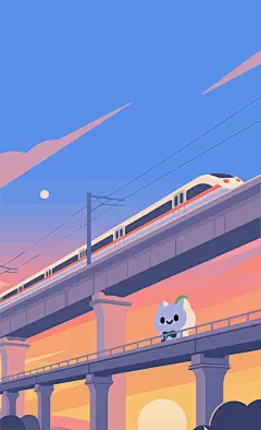 高铁列车插图图形头像矢量插画Q版元素