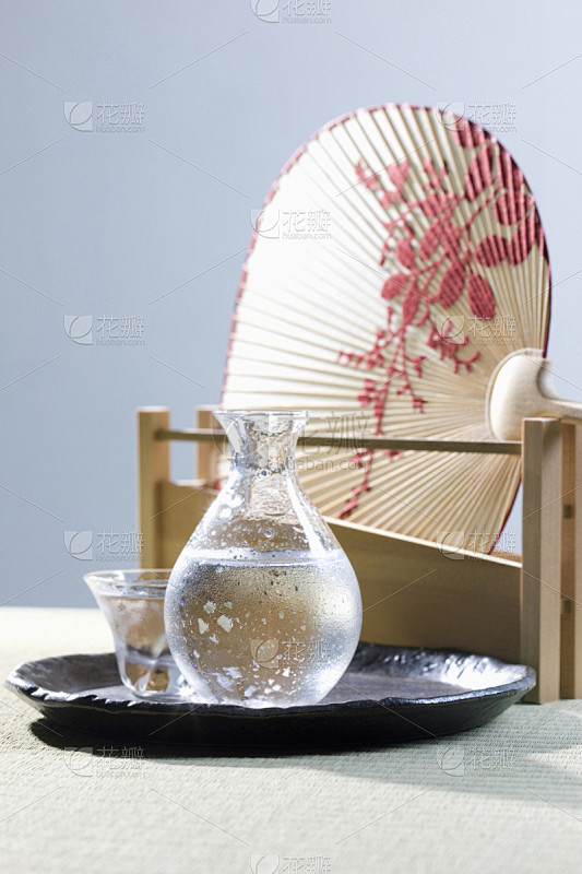 日本青酒,塌塌米垫,垂直画幅,水,式样,...