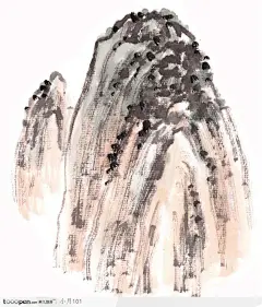 中国国画之石壑-陡峻岩石高山
