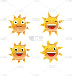 一组快乐的太阳矢量面