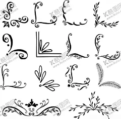 边框装饰花纹 【酷图网】边框装饰花纹,矢量图,图案,花纹,花边,边框,黑白,AI