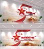 党群服务中心形象墙前台背景墙社区党建展厅文化墙设计CDR+AI素材下载
