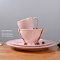 欧式出口粉色浮雕餐具套装 巴洛克新古典风格盘子碗马克杯