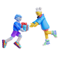 Boy Giving Gift To Girl  3D Illustration