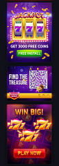 Juicy slots banners collection : Compilation of some hand-picked high conversion casino banners I made past year. Most of them are mobile games banners, some is just the facebook posts pictures.Hope you enjoy it! //Часть баннеров по тематике слот-игр, сде