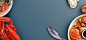 海鲜促销蓝色简约banner背景图片素材