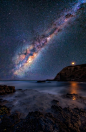 Night, lighthouse, ocean, milky way- Mornington Peninsula National Park - Australia #美景# #摄影师#