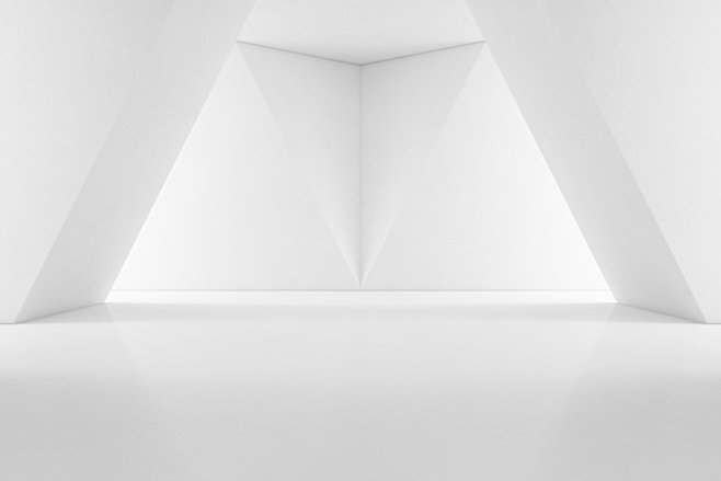 现代室内设计的空白地板和白墙背景的陈列室...