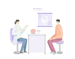 神经外科人脑模型影像医生医疗健康插画PSD