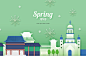 韩式春天气息卡通海报PSD模板Korean spring posters PSD template#tiw036a39417