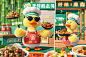 餐饮品牌IP设计，要求要有正面，侧面，，背面的图片，附带几个餐饮使用场景动作（欢迎_点赞_端盘_炒菜_耍酷）。_ 我们是主打炒鸡的湘菜餐饮连锁品牌，招牌菜是肥肠竹林鸡，采用竹林散养6个月左右的小公鸡，