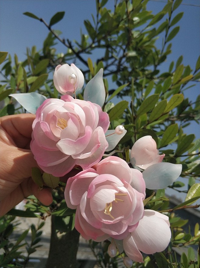 半醉半浮生原创热缩发簪 茶花发钗发梳热缩...