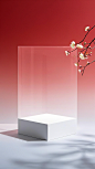 展台，空白展台，电商用展台，场景图，红色 (3)