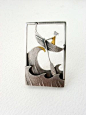Becky Crow - Crest Of A Wave Brooch (silver, gold leaf): 